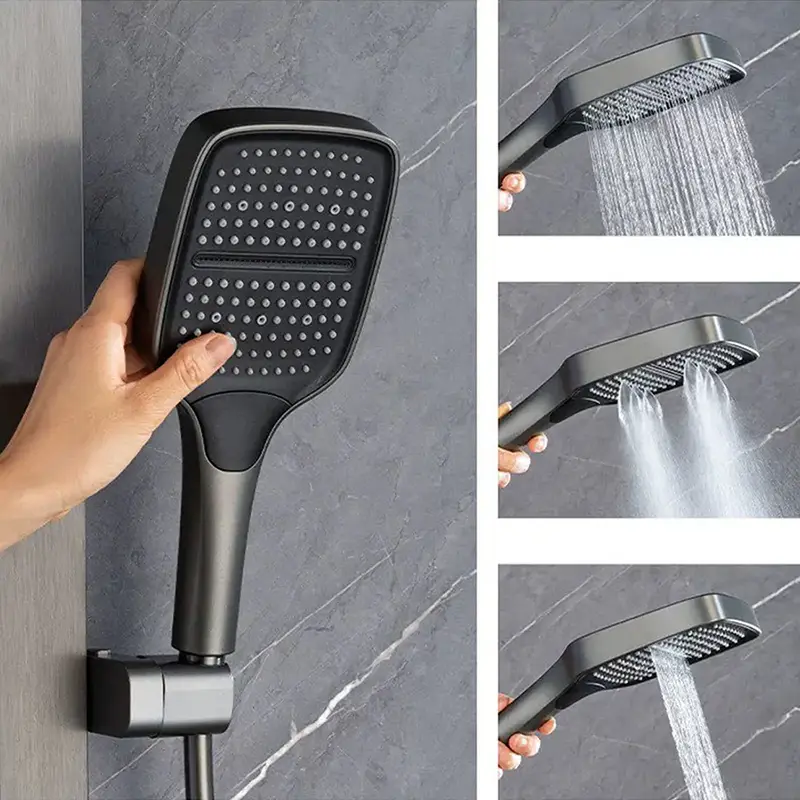 3 Funksiya Düyməsi Kvadrat Yağış Əl Duş Başlığını Seçin